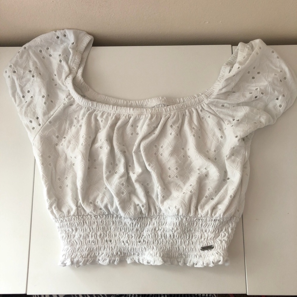 Hollister white crop top